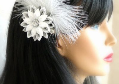 Angelic White Large Hair Clip with Emu Feathers