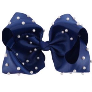 6 inch Navy Blue Pearl Hair Bow