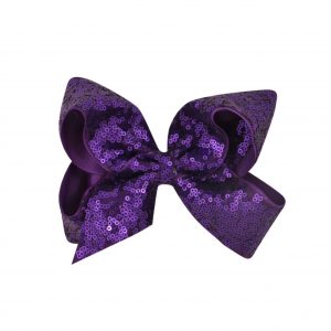 6 inch Purple Sequence Hair Bow