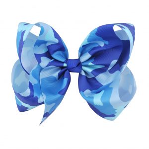 8 inch Blue Camo Hair Bow