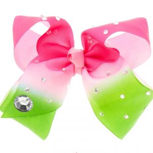 8 inch Diamantè Pink and Green Ombrè Hair Bow