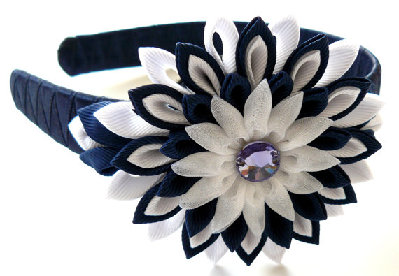 Navy Blue & White Headband
