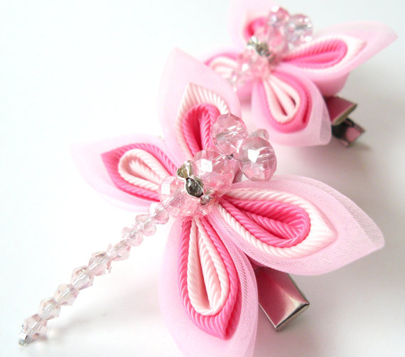 Pink Dragonfly Hair Clip