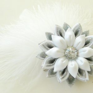 Angelic White Large Hair Clip with Emu Feathers
