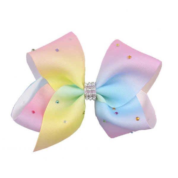 5 inch Diamanté Pastel Rainbow Hair Bow