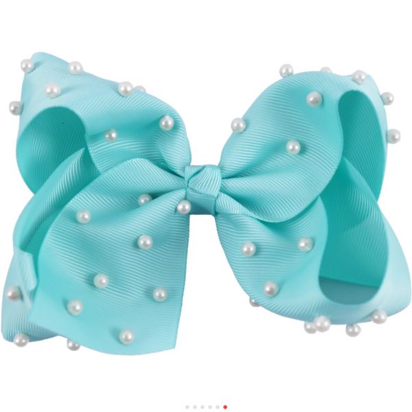 6 inch Aqua Pearl Hair Bow