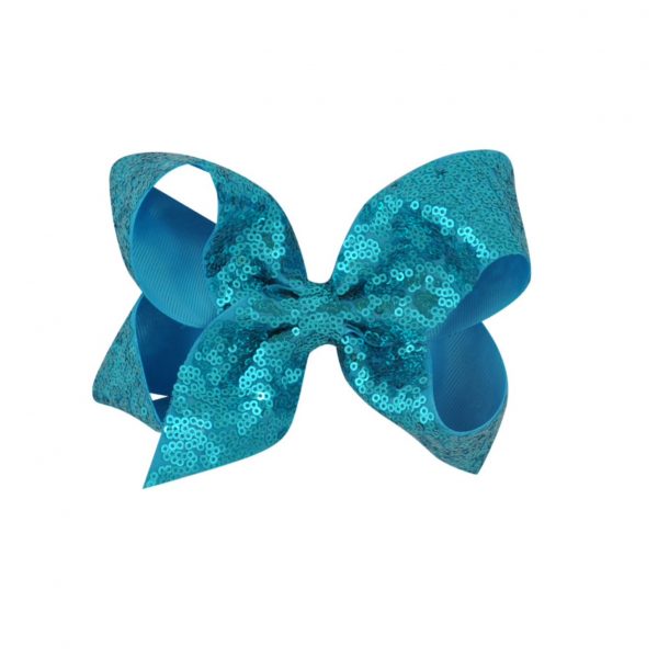 6 inch Blue Sequence Hair Bow