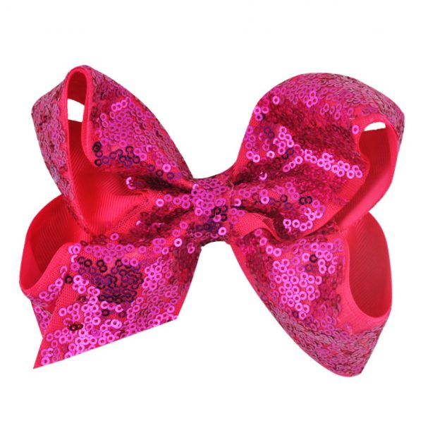 6 inch Hot Pink Sequence Hair Bow