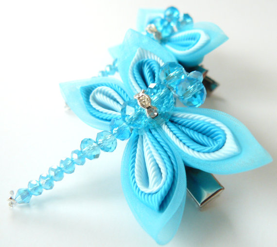 Blue Dragonfly Hair Clip